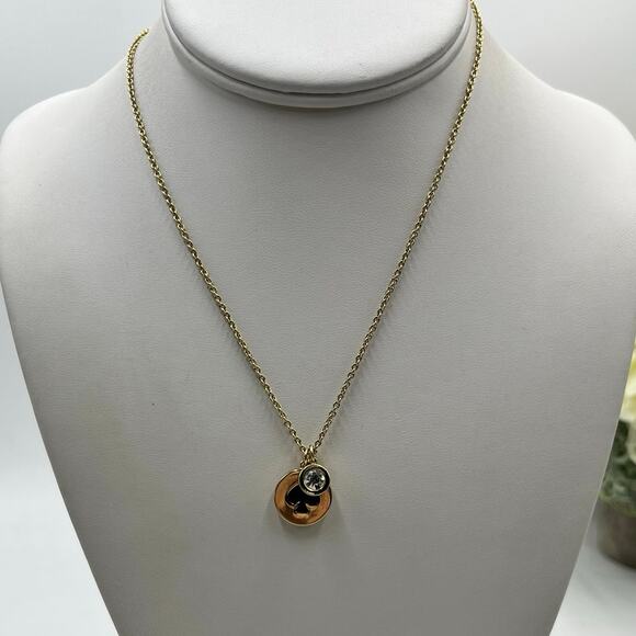 Kate Spade NY Spot the Spade Pave Charm Necklace gold Plated black spade - Picture 1 of 11